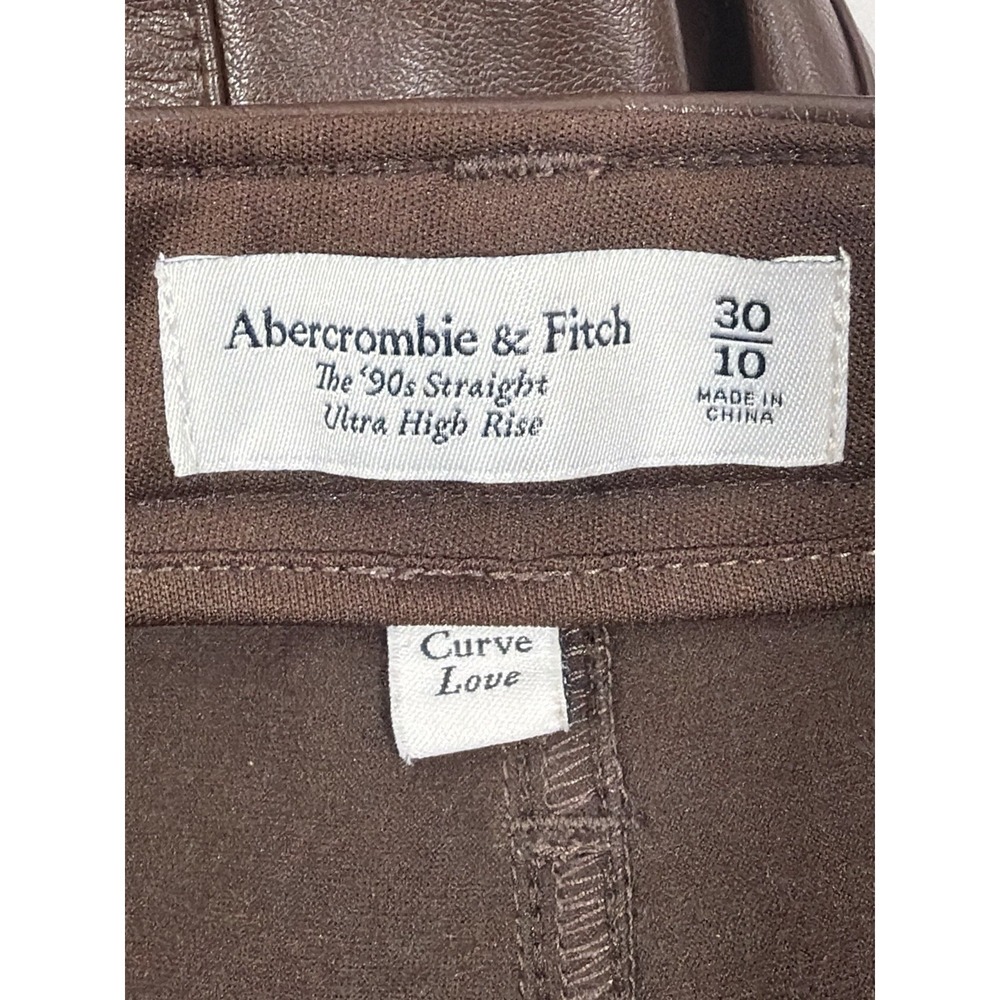 Abercrombie Faux Leather‎ Pants Womens 30 Curve Love High Rise 90s Chic - Picture 2 of 16